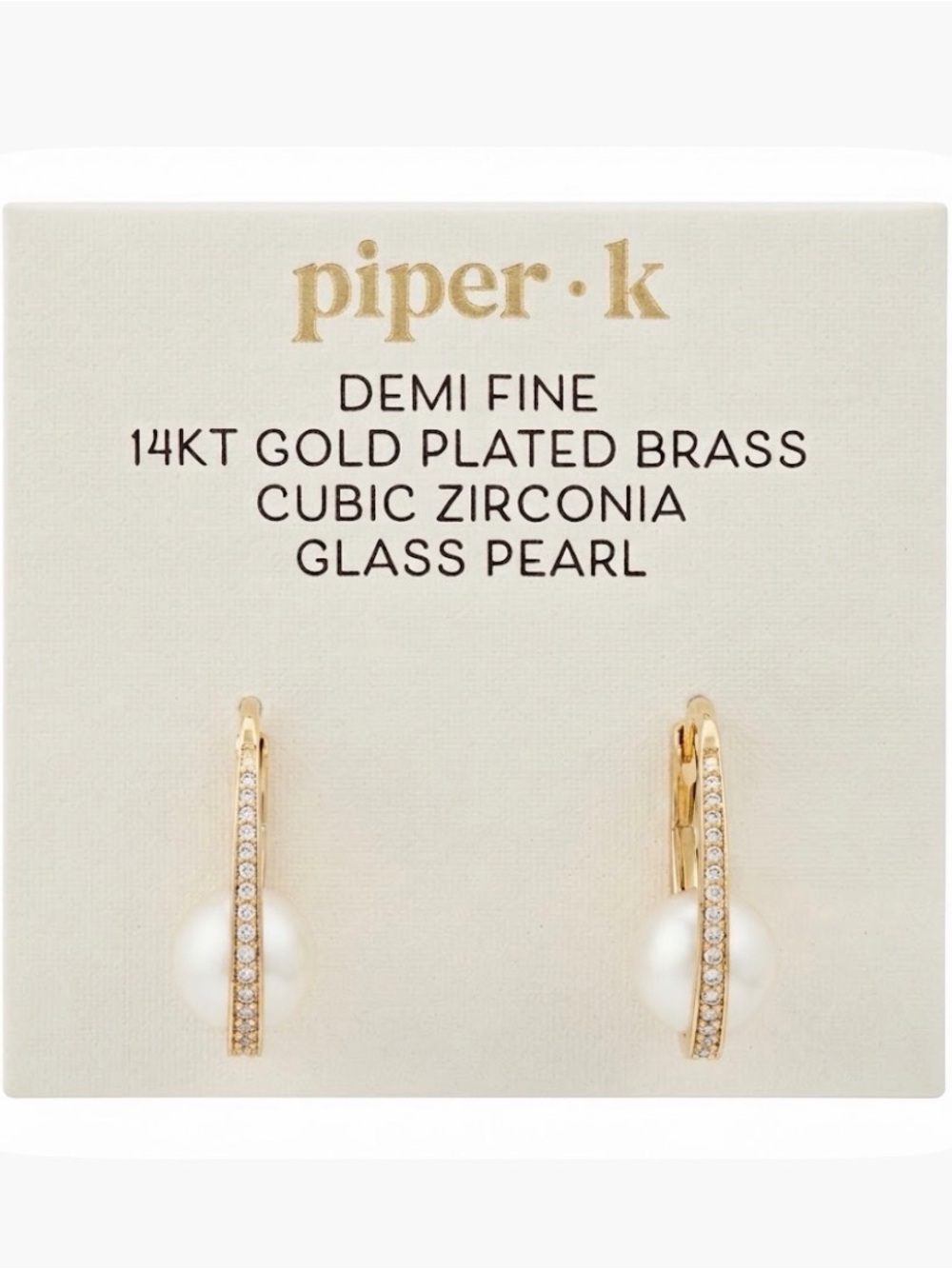 NWT ⚜️🤍⚜️ Piper K Floating Pearl U-Shaped Hoop Earrings